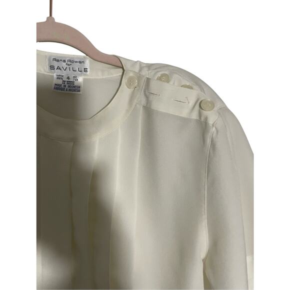Rena Rowan Vintage Cream Preppy Academia 60's Femme Minimalist Blouse Sz 4 - Picture 2 of 6
